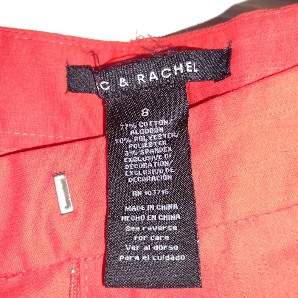 Zac & Rachel -Deep Coral Capri Pants with Lace Up Detail - Picture 5 of 5